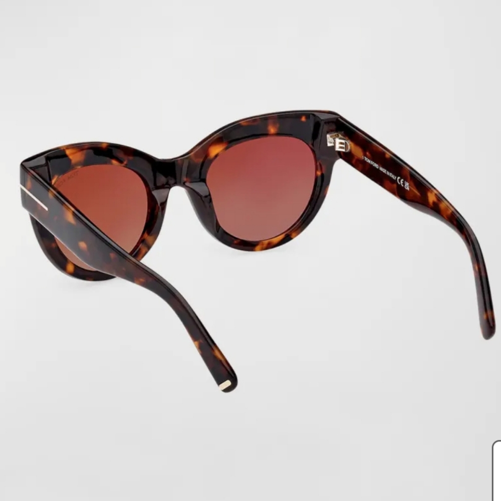 Tom Ford Lucille Cat Eye Sunglasses Dark Havanah Bordeaux Luxury Designer #106 - Picture 5 of 17